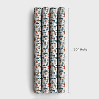 Snowy Houses Pine Trees Gift Wrap, Winter Village Wrapping Paper, Watercolor Christmas Wrapping Paper, Holiday Season Gift Wrapping Paper