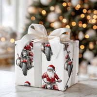 Vintage Biker Santa Gift Wrap, Motorcycle Santa Wrapping Paper, Humorous Motorcycle Christmas Wrapping Paper, Biker Holiday Gift Wrap