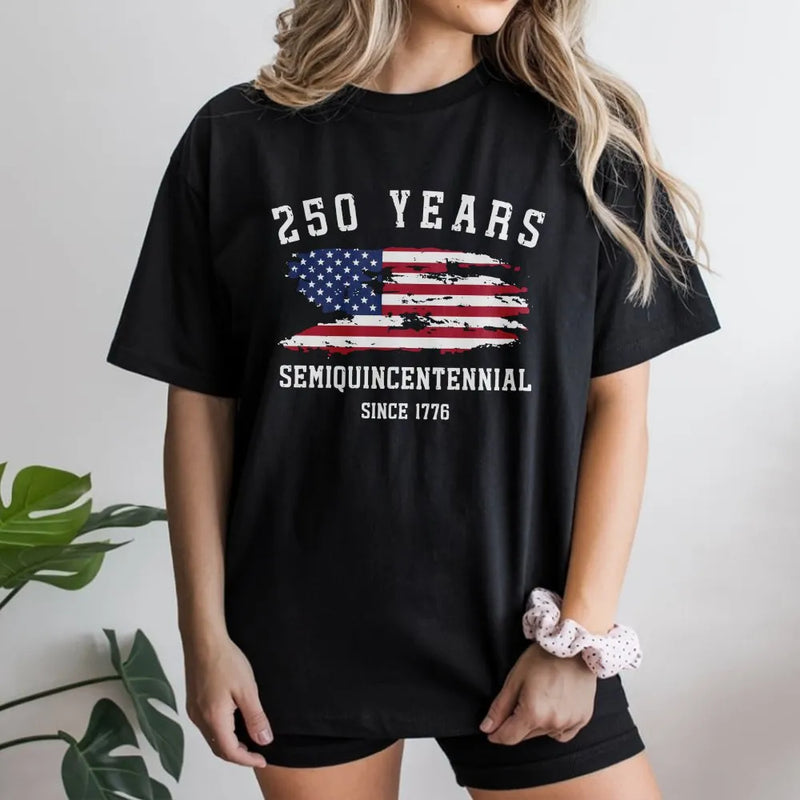 250 Years Semiquincentennial T-Shirt | Distressed American Flag Since 1776 | Soft Breathable Cotton Tee | Patriotic Gift for History Lovers