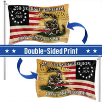 250 Years of Freedom Flag 1776-2026 | Gadsden Dont Tread On Me Rattlesnake | Double-Sided Polyester House Flag | Patriotic Americana Decor Gift