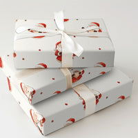 Comfy Hot Cocoa Christmas Gift Wrap, Watercolor Santa Wrapping Paper, Adorable Santa Claus Present Wrap, Rustic Holiday Packaging Roll