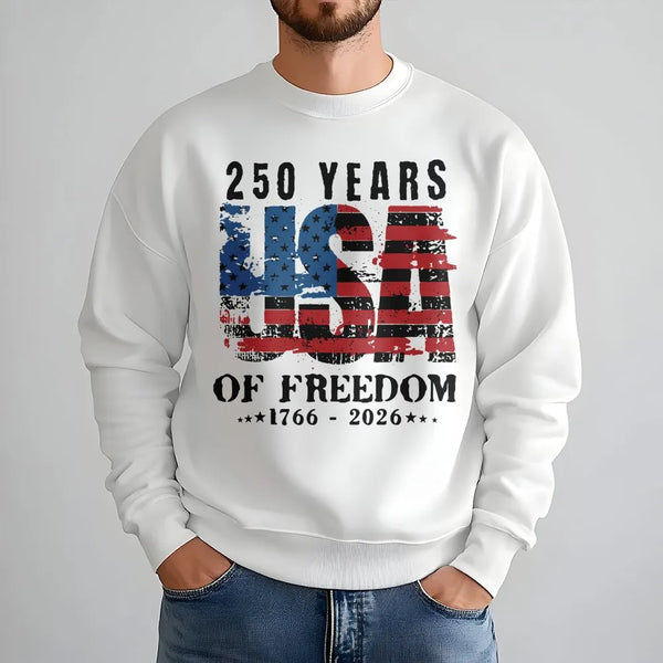 250 Years of Freedom Sweatshirt | Vintage 1776-2026 USA Patriotic American Flag Design | Soft Cotton Polyester Blend | Gift for Patriots and History Lovers