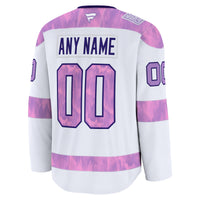 Vegas Golden Knights Fanatics White 2024 Hockey Fights Cancer Custom Practice Jersey