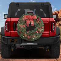 Red Bow Evergreen Tire Cover, Christmas Wreath Spare Tire Cover, Holiday Spare Tire Cover, Jeep Bronco SUV RV Cover, Winter Holiday Present