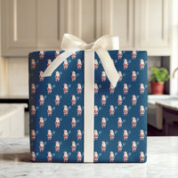 Navy Blue Christmas Gift Wrap, Tennis Santa Wrapping Paper, Tennis Player Santa Present Paper, Sporty Holiday Wrap, Tennis Coach Gift Wrap Roll
