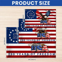 250 Years of Freedom American Flag | Betsy Ross 1776-2026 Commemorative Design | UV-Resistant Polyester | Patriotic Home & Garden Decor