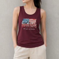 Patriotic Wildflower Tank Top for Women | 250 Years of Freedom Watercolor Flag Design | Soft Breathable Unisex Sleeveless Top | Fourth of July Gift