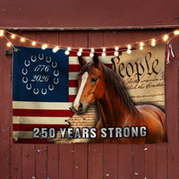 250 Years Strong American Horse Flag | 1776-2026 Patriotic Ranch Decor | Double-Sided UV-Resistant Polyester | Horse Lover Gift