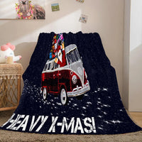 Starry Night Christmas Blanket, Santa Holiday Van Throw Blanket, Festive Winter Fleece Blanket, Comfy Holiday Bedding Couch Decor Xmas Present