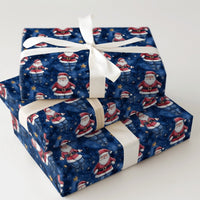 Humorous Denim Santa Gift Wrap, Santa in Blue Jeans Wrapping Paper, Starry Night Christmas Wrapping Paper, Whimsical Holiday Gift Wrap Roll