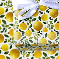 Greenery Christmas Gift Wrap, Watercolor Gold Ornament Wrapping Paper, Elegant Holiday Wrapping Paper, Botanical Winter Gift Wrap Roll