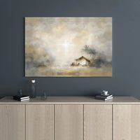 Abstract Bethlehem Star Canvas Wall Art, Nativity Scene Canvas Print, Holy Night Religious Canvas, Christmas Nativity Decor, Christian Art