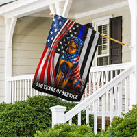 Rottweiler Thin Blue Line Garden Flag | 250 Years of Service Patriotic Dog | Double-Sided Weather-Resistant Polyester | Police Support Gift