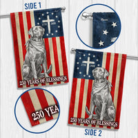 Patriotic Labrador Garden Flag | 250 Years of Blessings Betsy Ross Design | Double-Sided Polyester | Memorial Day & July 4th Decor