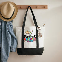 Pour Your Art Out Color-blocked Canvas Bag