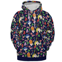 All-Over 3D Print Christmas Sweatshirt, Retro Cartoon Holiday Hoodie, Comfy Winter Graphic Hooded Fleece Pullover