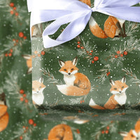 Snowy Pine Holiday Gift Wrap, Woodland Fox Christmas Wrapping Paper, Red Fox Winter Wrapping Paper, Rustic Forest Gift Wrap, Xmas Gift Wrap