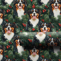 Festive Pine Holly Berry Gift Wrap, Bernese Mountain Dog Christmas Wrapping Paper, Holiday Dog Lover Present Paper, Winter Gift Wrap Roll