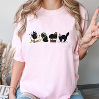 Adorable Festive Kitten Graphic Tee, Christmas Black Cat T-Shirt, Holiday Cat Mom Shirt, Vintage Xmas Black Cat T-Shirt, Winter Holiday Apparel