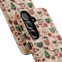 Samsung Galaxy Hot Chocolate Candy Cane Cover, Christmas Cocoa Phone Case, Comfy Winter Holiday Tough Phone Case, Xmas Present for Her