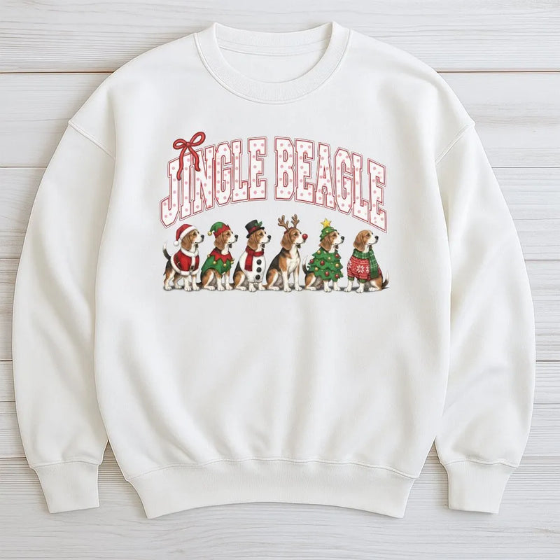 Humorous Christmas Beagle Sweater, Jingle Beagle Sweatshirt, Retro Holiday Dog Crewneck, Beagle Mom Pullover, Christmas Dog Lover Present