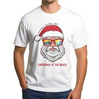 Tropical Santa Sunglasses Shirt, Personalized Christmas at the Beach T-Shirt, Coastal Holiday Vacation Graphic Tee, Summer Xmas Family Shirt
