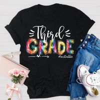 Personalized Grade And Name Colorful Printed Teacher Back To School T-Shirt