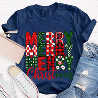 Festive Holiday Graphic T-Shirt, Merry Christmas Plaid Snowflakes Shirt, Buffalo Plaid Christmas Tee, Winter Season Womens Apparel