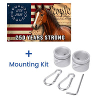 250 Years Strong American Horse Flag | 1776-2026 Patriotic Ranch Decor | Double-Sided UV-Resistant Polyester | Horse Lover Gift