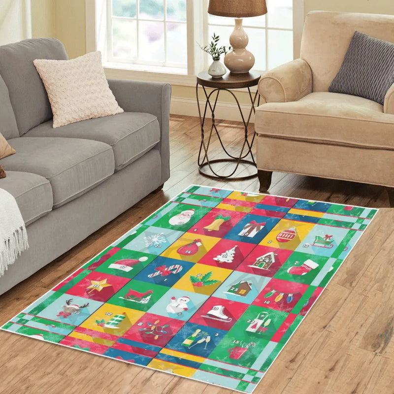 Holiday Countdown Runner Rug, Christmas Advent Calendar Runner Rug, Non-Slip Festive Hallway Rug, Winter Kitchen Floor Mat