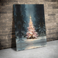 Snowy Landscape Oil Painting Art, Christmas Tree Winter Forest Canvas Print, Holiday Canvas Wall Decor, Xmas Poster, Digital Download