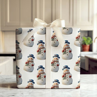 Retro Christmas Holiday Gift Wrap, Vintage Snowman Wrapping Paper, Winter Wonderland Wrapping Paper