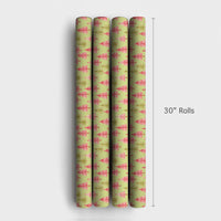 Pink and Green Pine Gift Wrap, Watercolor Christmas Tree Wrapping Paper, Festive Tree Present Paper, Holiday Wrapping Paper, Xmas Gift Wrap