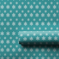 Winter Wonderland Gift Wrap, Teal Snowflake Wrapping Paper, White Snowflake Wrapping Paper, Festive Holiday Christmas Wrapping Paper