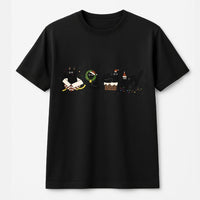 Adorable Festive Kitten Graphic Tee, Christmas Black Cat T-Shirt, Holiday Cat Mom Shirt, Vintage Xmas Black Cat T-Shirt, Winter Holiday Apparel