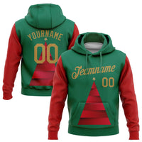 Personalized Name and Number Holiday Pullover Hoodie, Custom Christmas Tree Hoodie, Kelly Green Sports Hoodie, Winter Game Day Sweatshirt