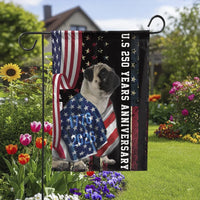 Pug Garden Flag | US 250 Years Anniversary American Flag Patriotic Design | Premium Weather-Resistant Polyester | Gift for Dog Lovers