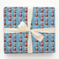Coastal Winter Wrapping Paper, Lighthouse Christmas Wrapping Paper, Nautical Holiday Gift Wrap, Watercolor Seaside Gift Wrapping Paper