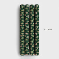 Forest Tree Holiday Gift Wrap, Watercolor Christmas Tree Wrapping Paper, Snowy Winter Wrapping Paper, Festive Xmas Gift Wrap Paper