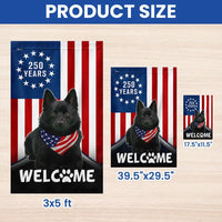 Schipperke Garden Flag Patriotic Welcome | 250 Years Americana 1776-2026 | Double-Sided Polyester | Dog Lover Gift