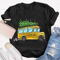 Festive Holiday Bus Driver Tee, School Bus Christmas Tree T-Shirt, Christmas Bus Graphic Shirt, Adorable Winter Xmas Tee, Teacher Holiday Present