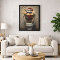 Humorous Santa Hat Animal Reading Poster, Christmas Raccoon Bathroom Wall Art Digital Download, Toilet Humor Holiday Print, Bath Decor