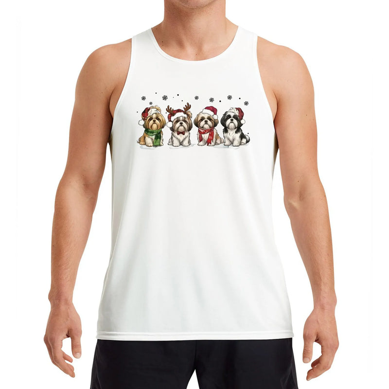 Santa Hat Shih Tzu Dog Tank, Christmas Shih Tzu Tank Top, Holiday Dog Lover Sleeveless Tee, Adorable Christmas Dog Tank, Festive Winter Present