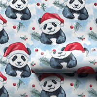 Watercolor Santa Hat Panda Gift Wrap, Christmas Panda Wrapping Paper, Adorable Panda Holiday Wrapping Paper, Winter Gift Wrap Roll