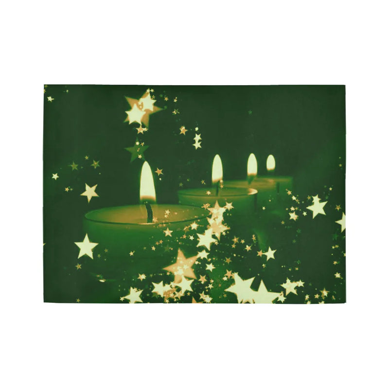 Holiday Star Hallway Rug, Christmas Candles Runner Rug Green, Non-Slip Festive Kitchen Runner Rug, Winter Long Floor Mat, Xmas Decor