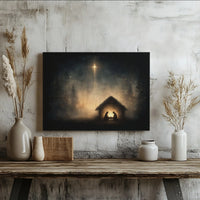 Star of Bethlehem Christmas Print, Nativity Scene Canvas Wall Art, Holy Night Religious Poster, Printable Christian Decor
