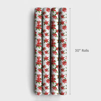 Red Floral Christmas Gift Wrap, Watercolor Poinsettia Wrapping Paper, Winter Floral Present Paper, Holiday Wrapping Paper, Xmas Gift Wrap