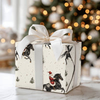 Watercolor Winter Horse Gift Wrap, Equestrian Santa Horse Wrapping Paper, Festive Country Christmas Paper, Holiday Gift Wrapping Paper Roll