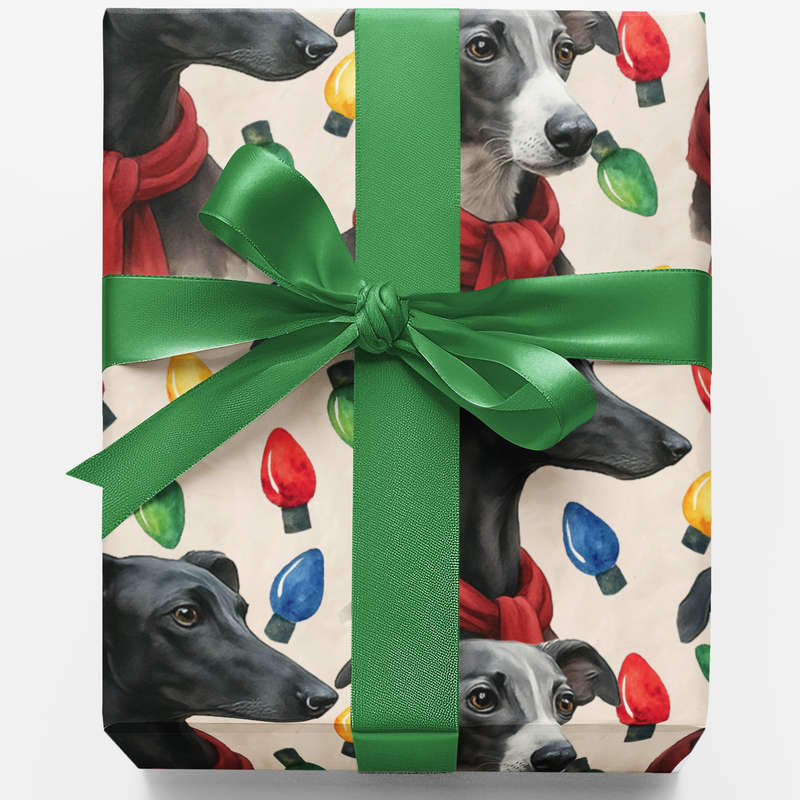 Greyhound Holiday Gift Wrap, Greyhound Christmas Wrapping Paper, Starlit Greyhound Winter Dog Wrapping Paper, Pet Present Wrapping Paper