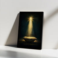 Bethlehem Star Holy Light Christmas Print, Nativity Manger Canvas Wall Art, Religious Christian Wall Decor, Digital Download